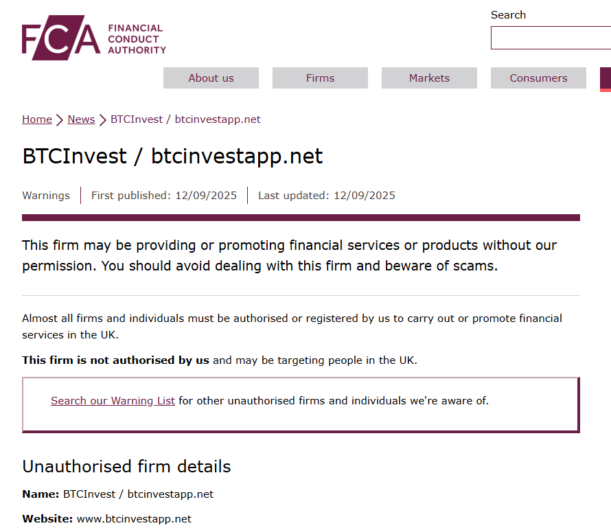 BTCInvest FCA