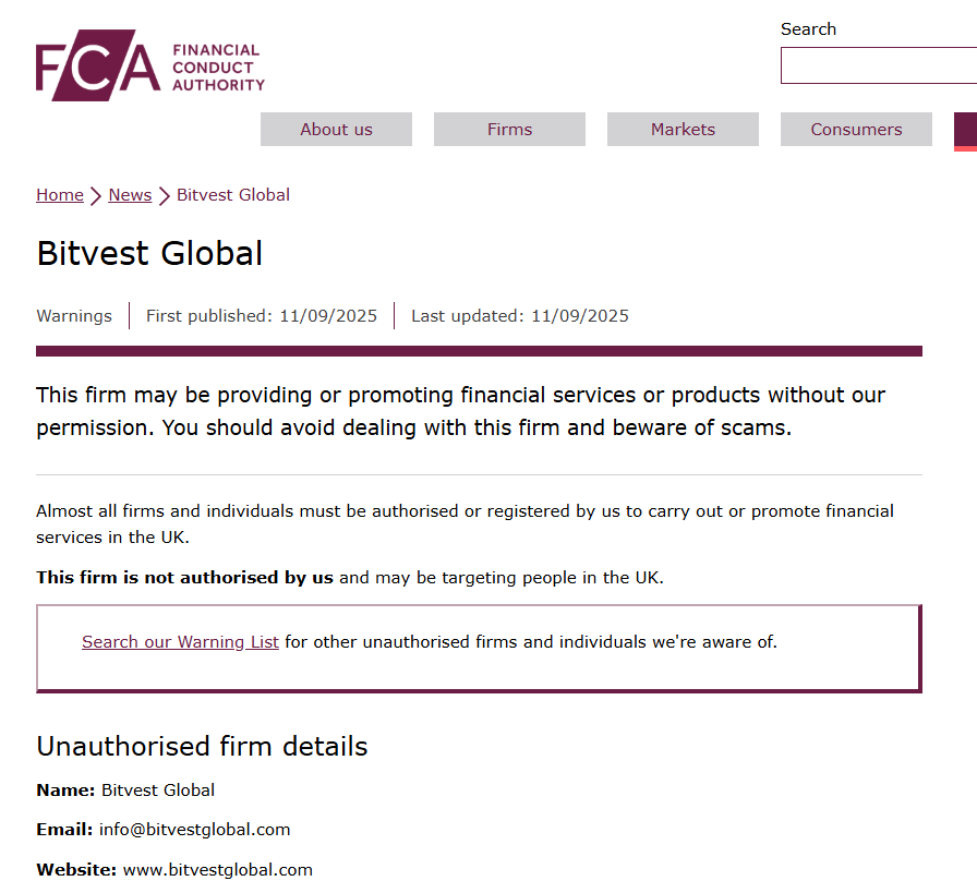 Bitvest Global FCA