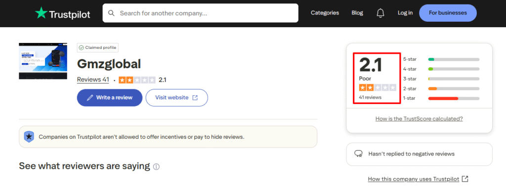 GMZ Global Trustpilot