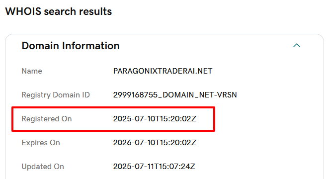 Paragonix Trader AI Domain Age