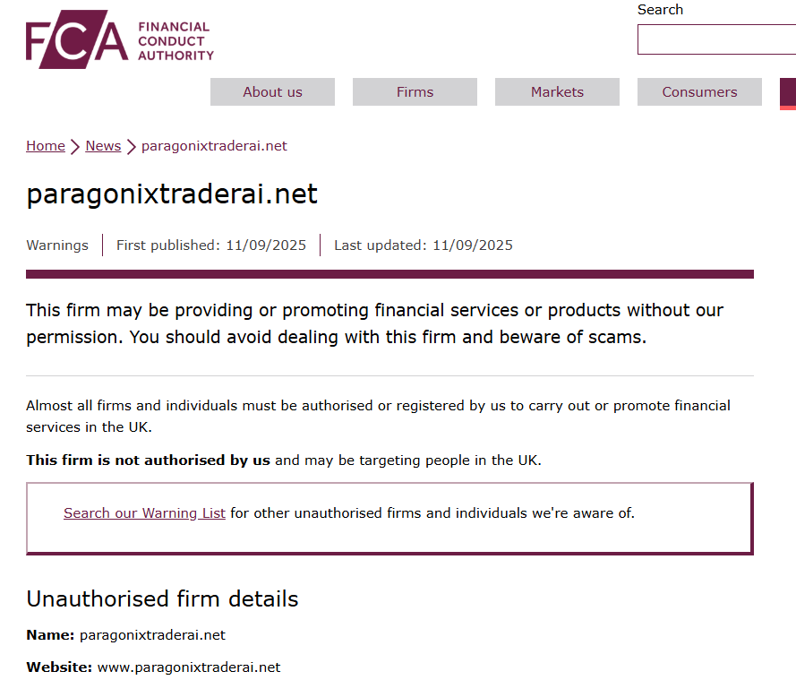 Paragonix Trader AI FCA