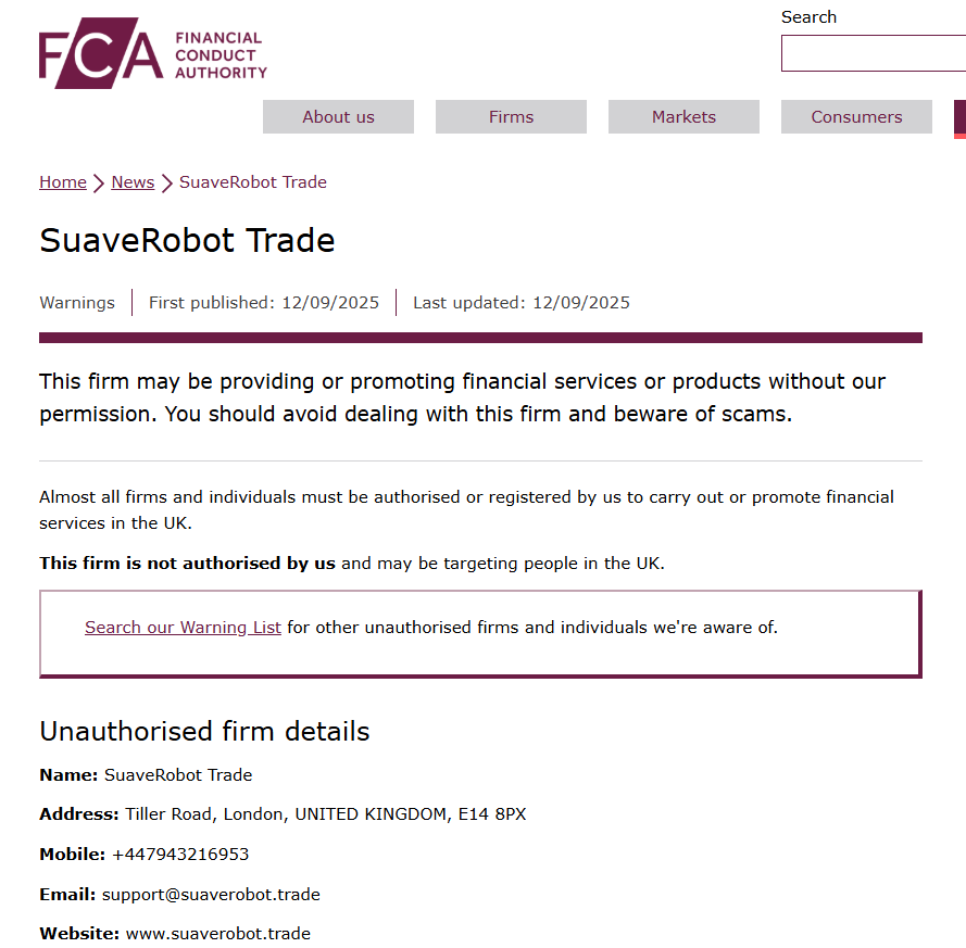 SuaveRobot Trade FCA