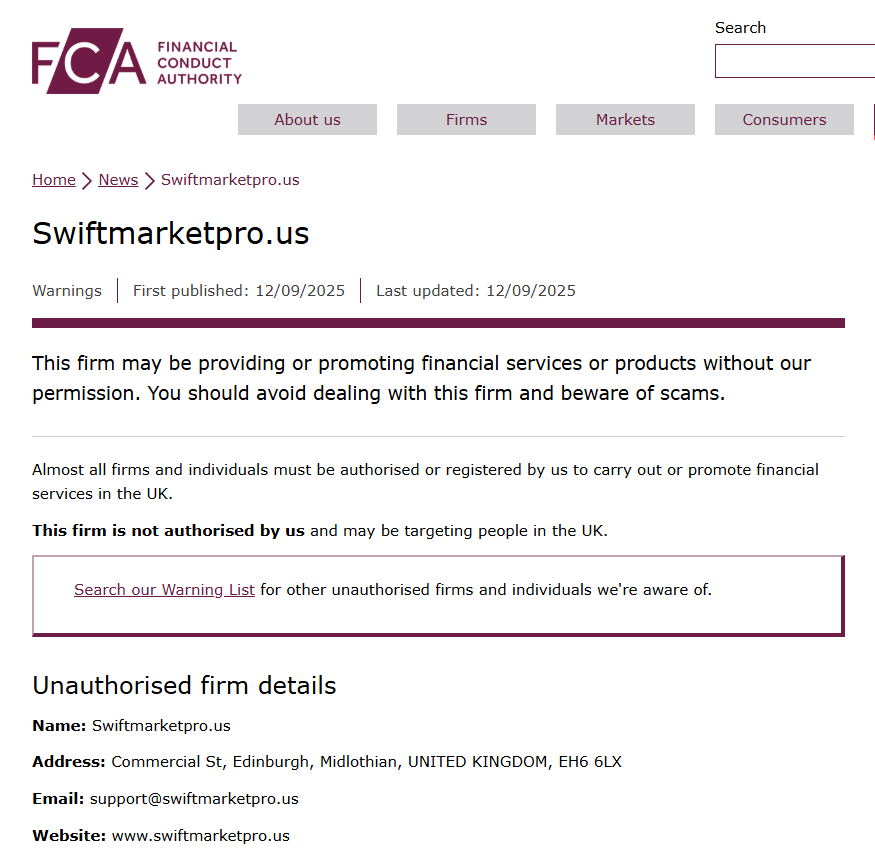 Swiftmarketpro.us FCA