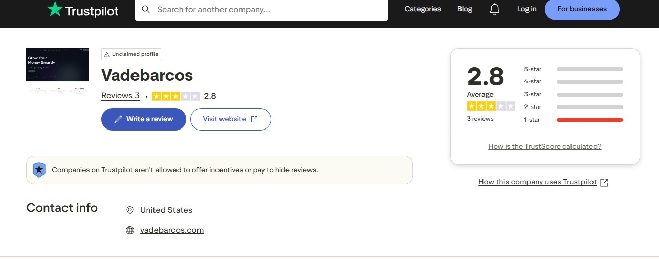 Vadebarcos Trustpilot
