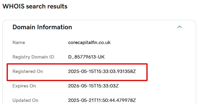 Corecapital WHOIS