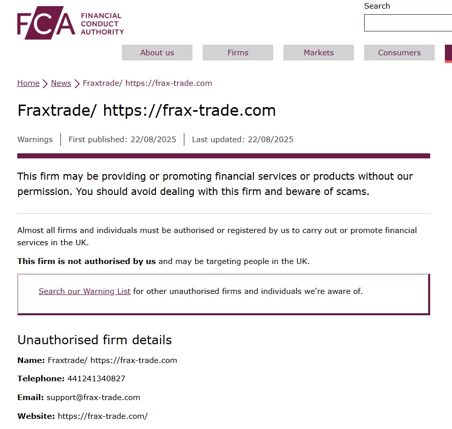 Frax Trade FCA