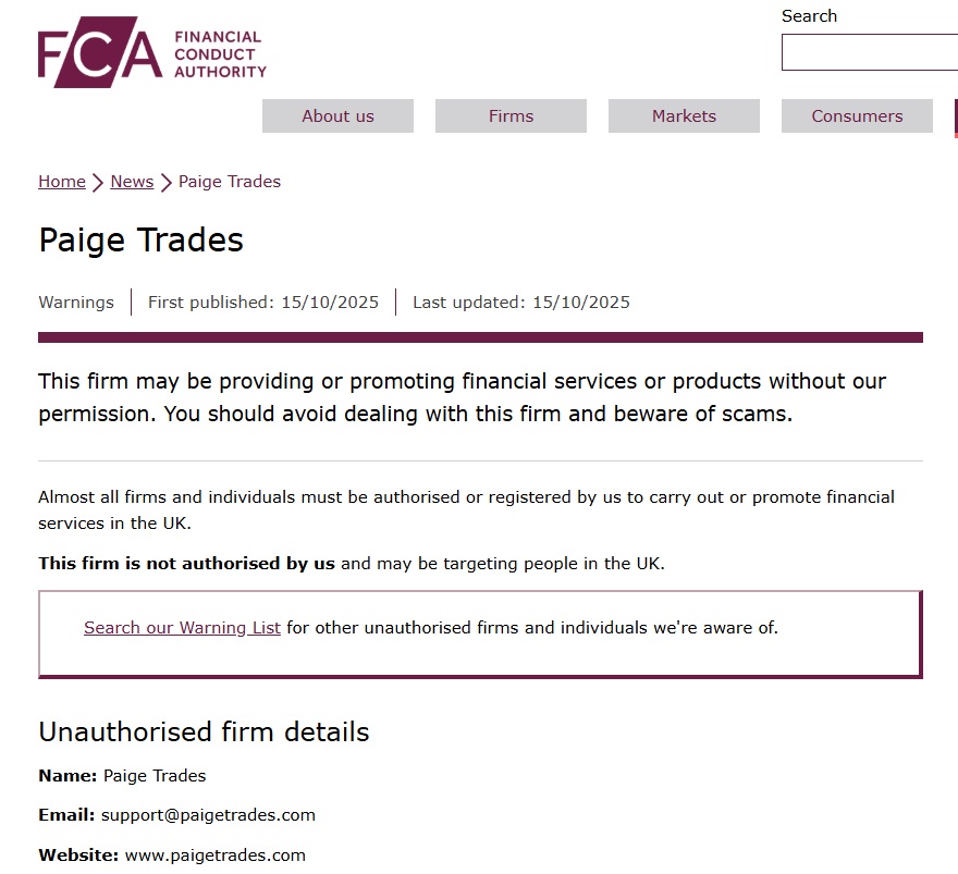 Paige Trades FCA