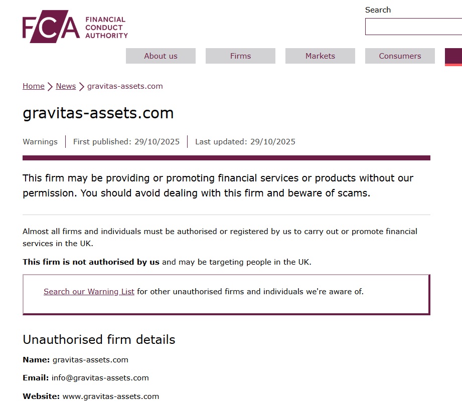 Gravitas-assets.com FCA